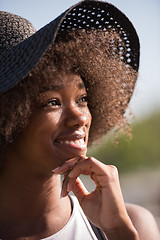 Image showing Close up portrait of a beautiful young african american woman sm