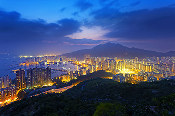 Image showing Hong Kong Tuen Mun skyline and South China sea