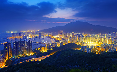 Image showing Hong Kong Tuen Mun skyline and South China sea