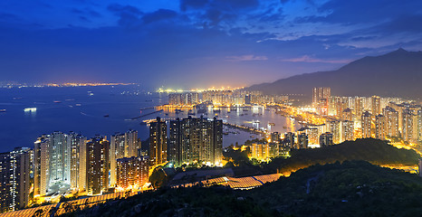 Image showing Hong Kong Tuen Mun skyline and South China sea