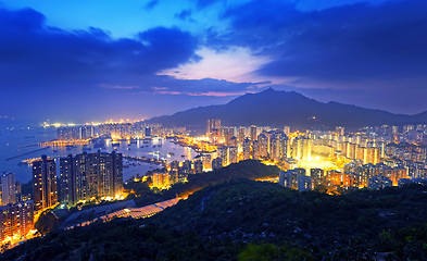 Image showing Hong Kong Tuen Mun skyline and South China sea