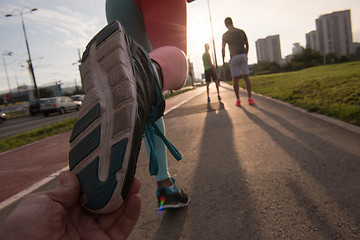 Image showing multiethnic group of people on the jogging