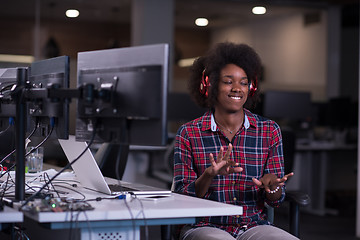 Image showing portrait of a young successful African-American woman in modern 