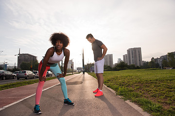 Image showing multiethnic group of people on the jogging