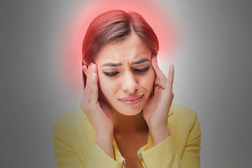 Image showing The young woman\'s portrait with pain emotions