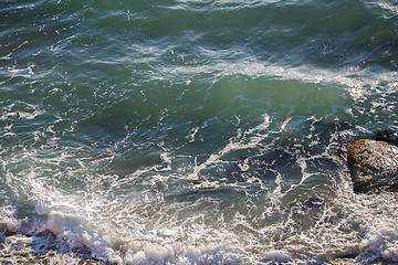 Image showing Beautiful wild beach and clear warm sea