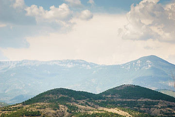 Image showing Beautiful scenery with hills and mountains in the distance