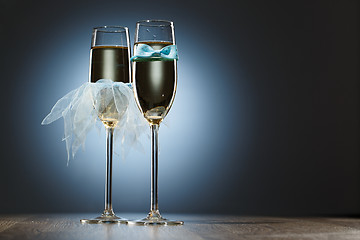 Image showing Elegant conceptual two glass of champagne for honeymooners