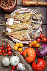 Image showing Three fried perch