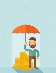 Image showing Businessman with umbrella