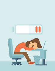 Image showing Lying tired employee.
