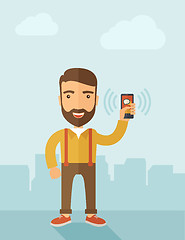 Image showing Man holding smartphone.