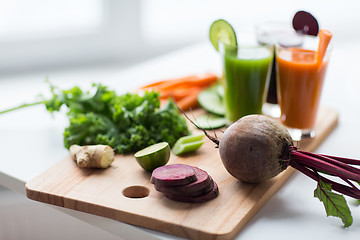 Image showing glasses with different vegetable fresh juices