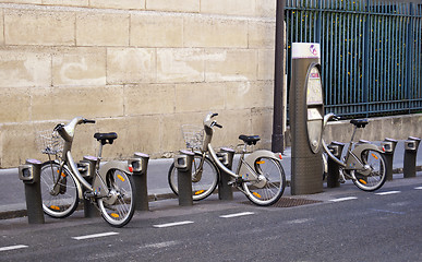 Image showing Velib bikes in Paris