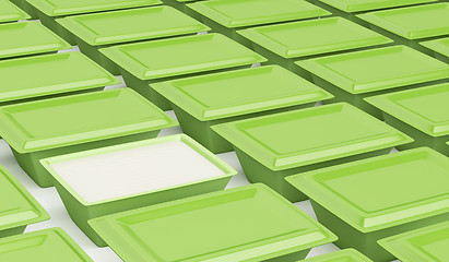 Image showing Green plastic containers