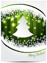 Image showing Green white christmas greeting card