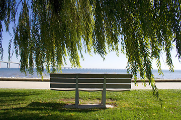 Image showing Bench next to the river