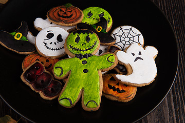 Image showing Homemade delicious ginger biscuits for Halloween