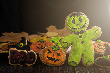 Image showing Homemade delicious ginger biscuits for Halloween