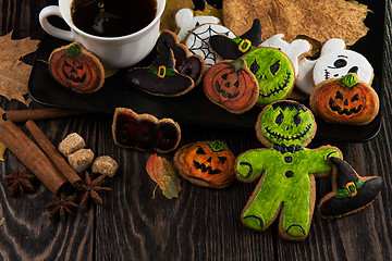 Image showing Homemade delicious ginger biscuits for Halloween