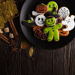 Image showing Homemade delicious ginger biscuits for Halloween