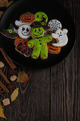 Image showing Homemade delicious ginger biscuits for Halloween