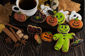 Image showing Homemade delicious ginger biscuits for Halloween