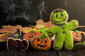 Image showing Homemade delicious ginger biscuits for Halloween