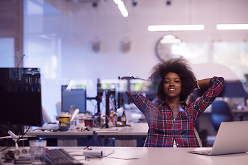 Image showing portrait of a young successful African-American woman in modern 