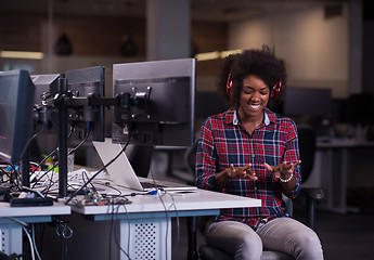 Image showing portrait of a young successful African-American woman in modern 