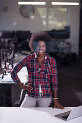 Image showing portrait of a young successful African-American woman in modern 