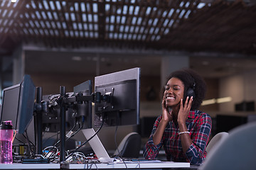 Image showing portrait of a young successful African-American woman in modern 