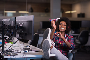 Image showing portrait of a young successful African-American woman in modern 