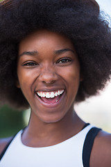 Image showing Close up portrait of a beautiful young african american woman sm