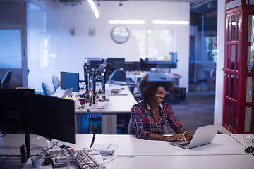 Image showing portrait of a young successful African-American woman in modern 