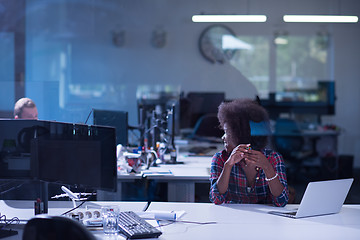 Image showing portrait of a young successful African-American woman in modern 