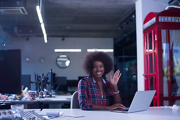 Image showing portrait of a young successful African-American woman in modern 