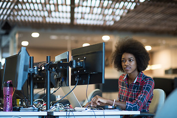 Image showing portrait of a young successful African-American woman in modern 