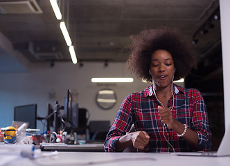 Image showing portrait of a young successful African-American woman in modern 