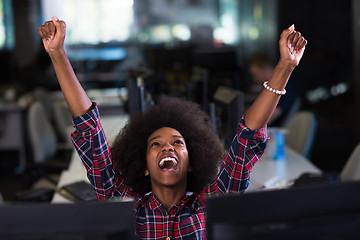 Image showing portrait of a young successful African-American woman in modern 