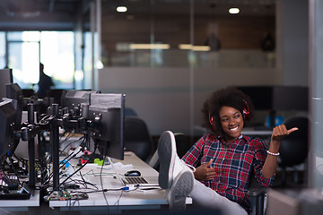 Image showing portrait of a young successful African-American woman in modern 