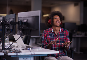 Image showing portrait of a young successful African-American woman in modern 