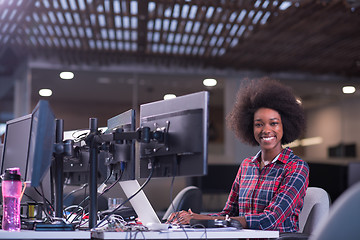 Image showing portrait of a young successful African-American woman in modern 