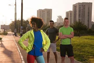 Image showing portrait multiethnic group of people on the jogging