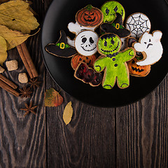 Image showing Homemade delicious ginger biscuits for Halloween