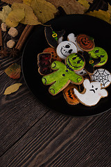 Image showing Homemade delicious ginger biscuits for Halloween