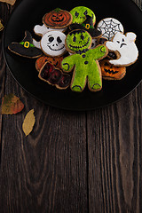 Image showing Homemade delicious ginger biscuits for Halloween