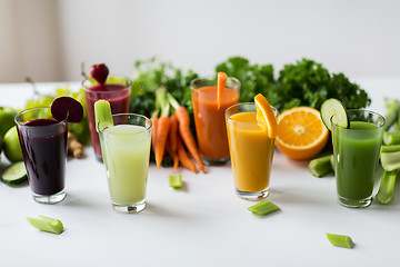 Image showing glasses with different fruit or vegetable juices