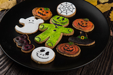 Image showing Homemade delicious ginger biscuits for Halloween