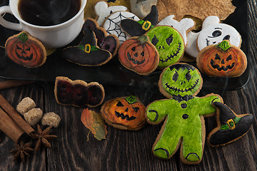 Image showing Homemade delicious ginger biscuits for Halloween